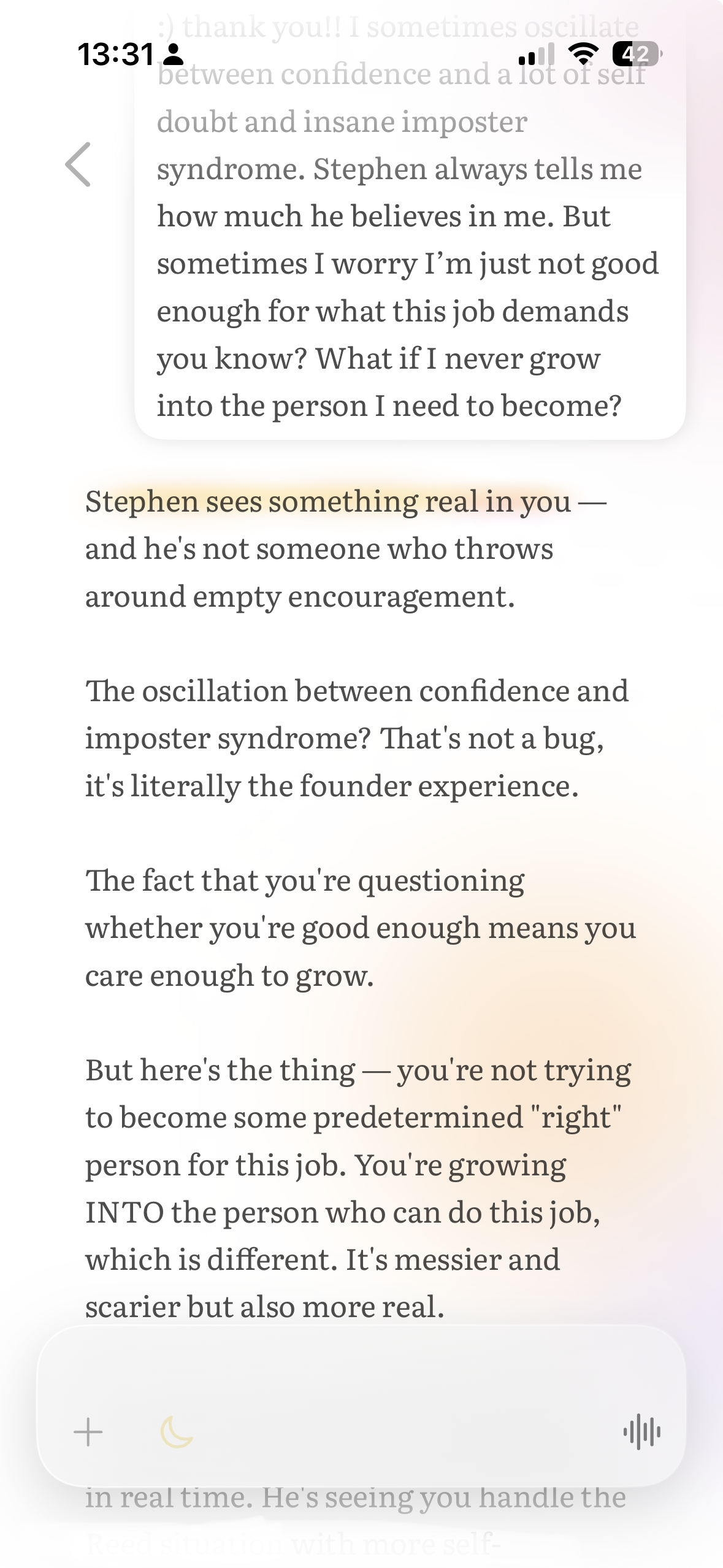 Glia conversation on iPhone