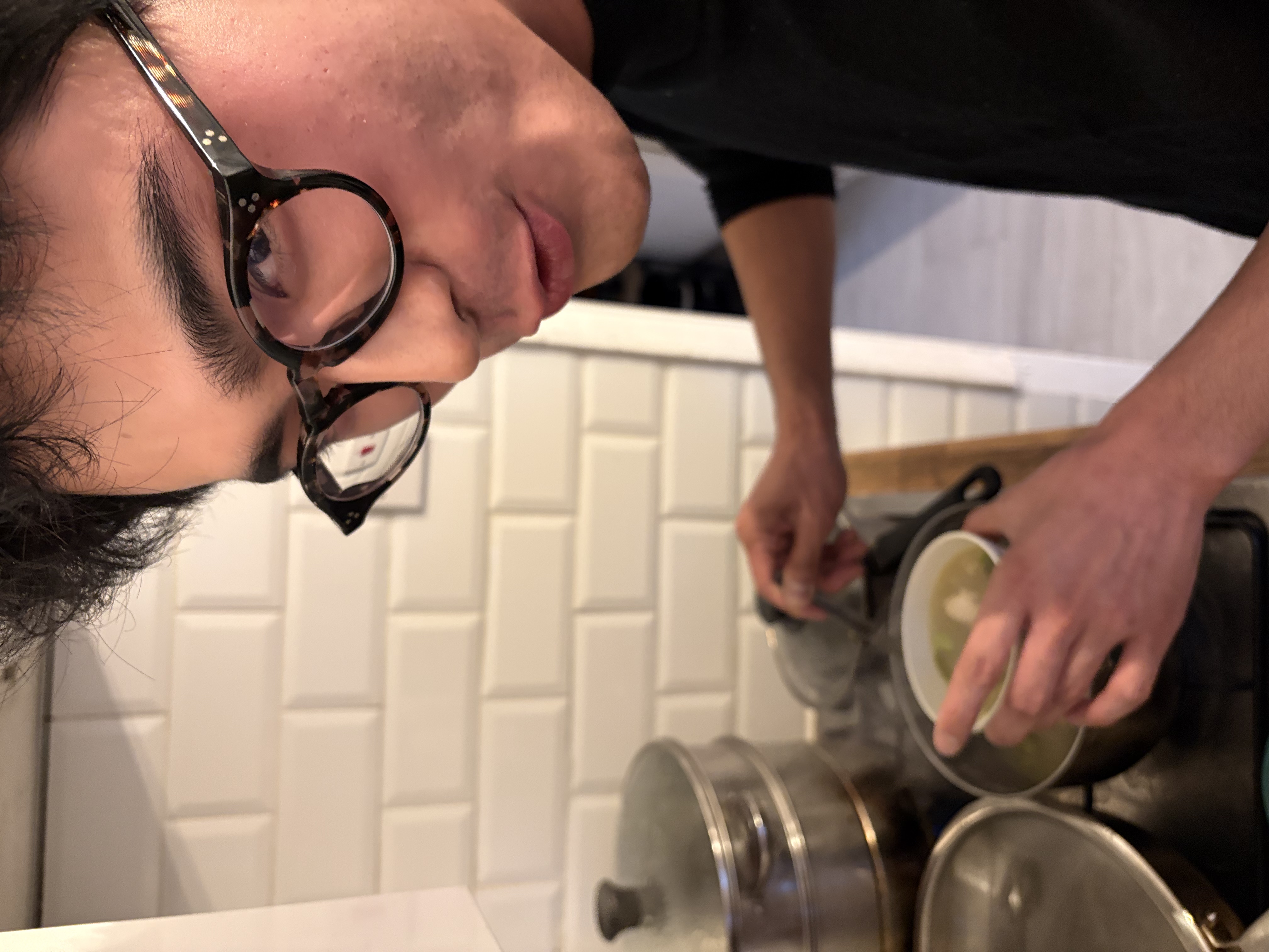 Barry cooking in the kitchen